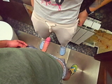 Stranger cum in my panties in restaurant toilet