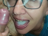 Amateur MILF Slutty Wife Sloppy Blowjob, Cumshot in Mouth, Facial
